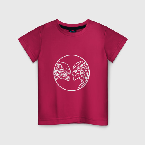 Детская футболка хлопок Чужой против Хищника, цвет маджента