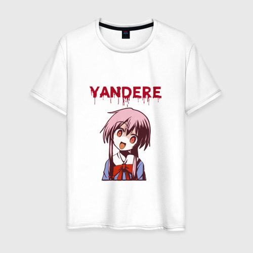 Мужская футболка хлопок CRAZY YANDERE, цвет белый