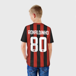 Футболка с принтом Роналдиньо Милан Ретро для мужчины, вид на модели сзади №2. Цвет основы: белый