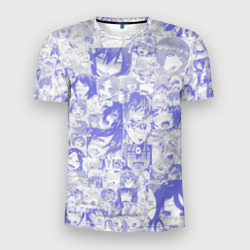 Мужская футболка 3D Slim Ahegao blue