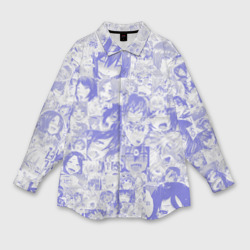 Мужская рубашка oversize 3D Ahegao blue