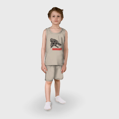 Детская пижама с шортами хлопок АнимациЯ, цвет миндальный - фото 3