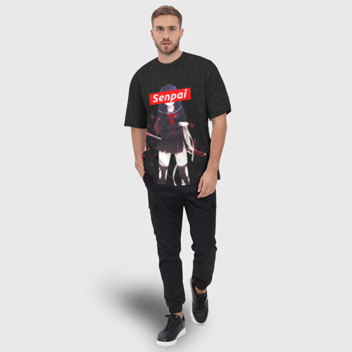 Мужская футболка oversize 3D Сенпай - senpai, цвет 3D печать - фото 5