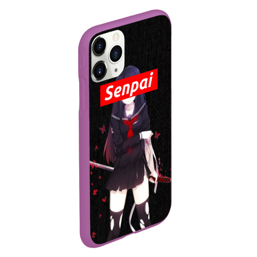 Чехол для iPhone 11 Pro матовый Сенпай - senpai, цвет фиолетовый - фото 3