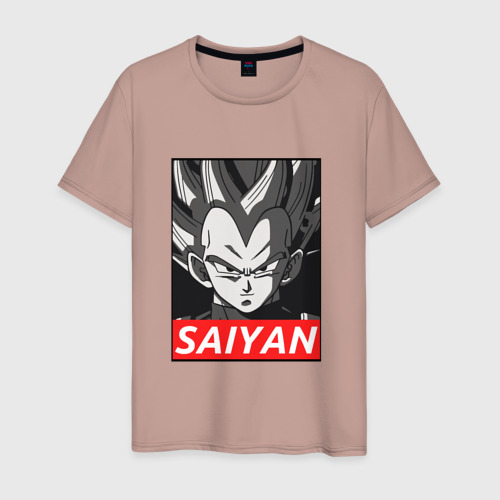 Мужская футболка хлопок SUPER SAIYAN , цвет пыльно-розовый