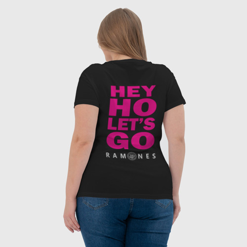 Женская футболка хлопок с принтом Ramones, вид сзади #2