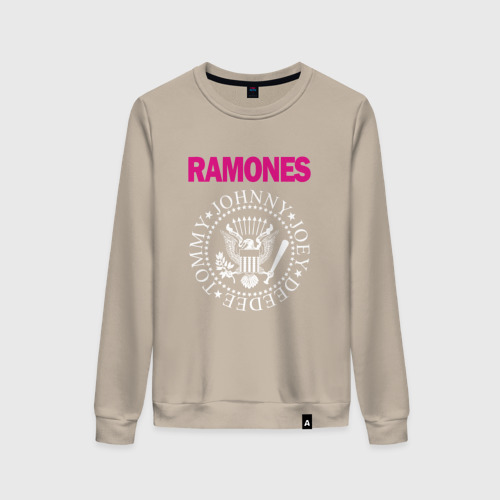 Женский свитшот хлопок с принтом Ramones, вид спереди #2