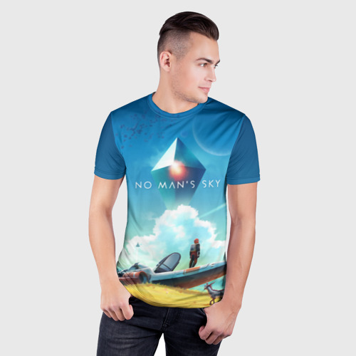 Мужская футболка 3D Slim с принтом No Man’s Sky - Atlas Rises, фото на моделе #1