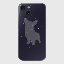 Чехол для iPhone 15 силиконовый с защитой камеры Корги