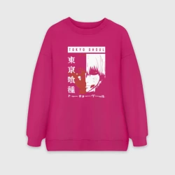 Женский свитшот oversize без начеса хлопок Токийский гуль