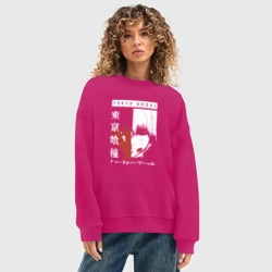 Женский свитшот oversize без начеса хлопок Токийский гуль - фото 2