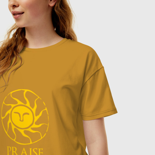 Женская футболка хлопок Oversize с принтом Praise the Sun, фото на моделе #1