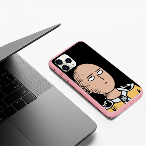 Чехол для iPhone 11 Pro Max матовый One-Punch Man Ванпачмен, цвет баблгам - фото 5