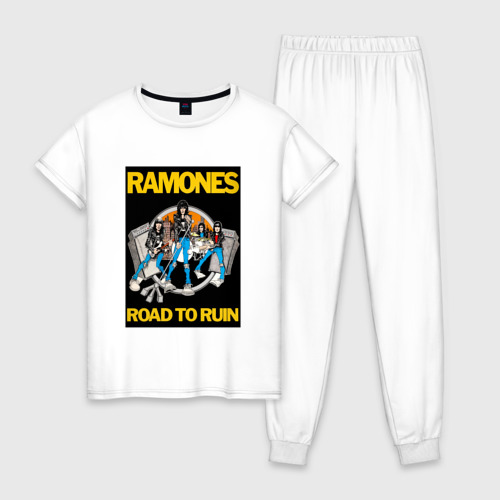 Женская пижама хлопок с принтом Ramones, вид спереди #2