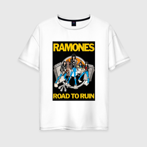Женская футболка оверсайз из хлопка с принтом Ramones, вид спереди №1