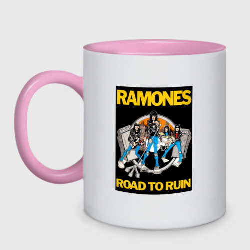 Кружка двухцветная Ramones, цвет белый + розовый