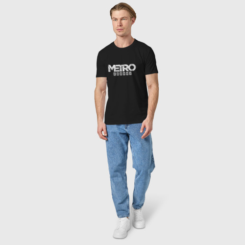 Мужская футболка хлопок с принтом METRO EXODUS, вид сбоку #3