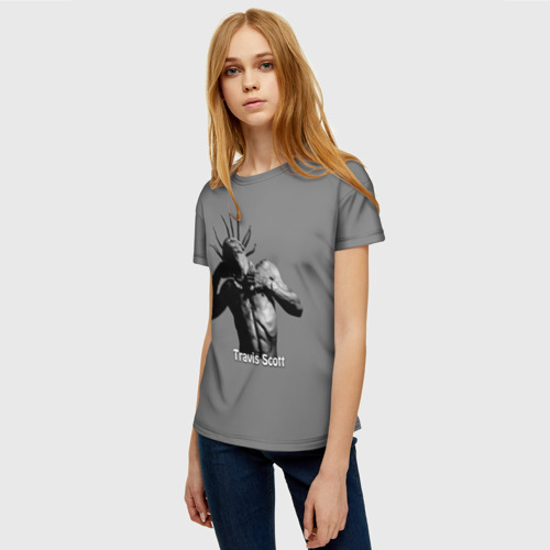 Женская футболка 3D с принтом Travis Scott - 001, фото на моделе #1