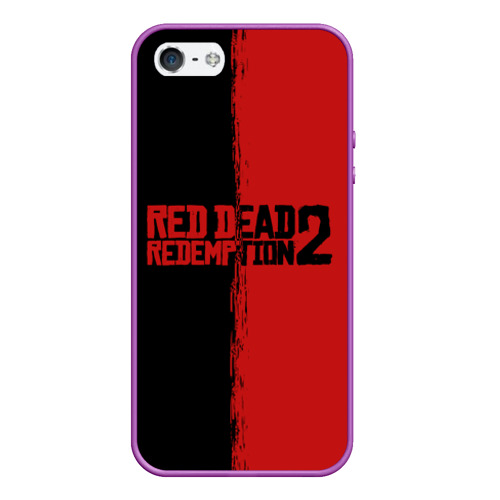 Чехол для iPhone 5/5S матовый Red dead Redemption 2 RDR2, цвет фиолетовый