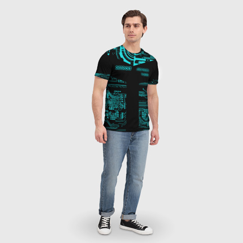 Мужская футболка 3D с принтом Detroit become human, вид сбоку #3