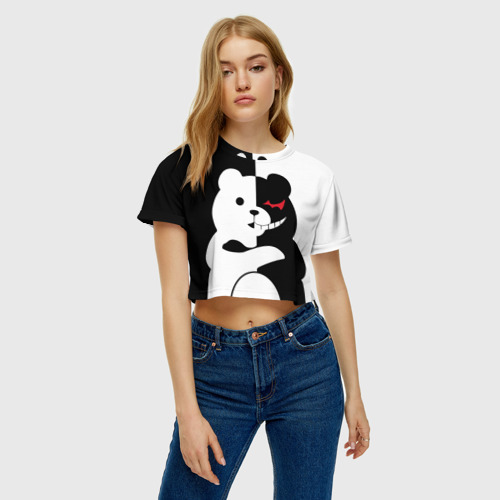 Женская футболка Crop-top 3D Monokuma Монокума, цвет 3D печать - фото 3