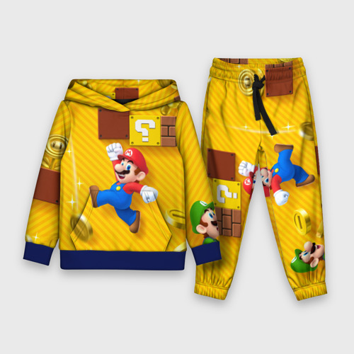 Детский костюм с толстовкой 3D Супер Марио, цвет синий
