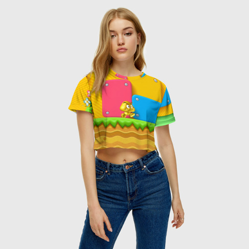 Женская футболка Crop-top 3D Супер Марио, цвет 3D печать - фото 4