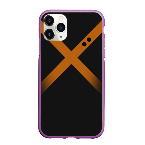 Чехол для iPhone 11 Pro Max матовый Katsuki Bakugou полосы, цвет фиолетовый