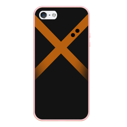 Чехол для iPhone 5/5S матовый Katsuki Bakugou полосы, цвет светло-розовый