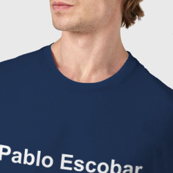 Футболка с принтом Escobar для женщины, вид на модели спереди №4. Цвет основы: темно-синий