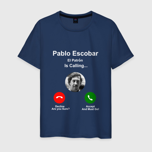 Мужская футболка из хлопка с принтом Escobar, вид спереди №1