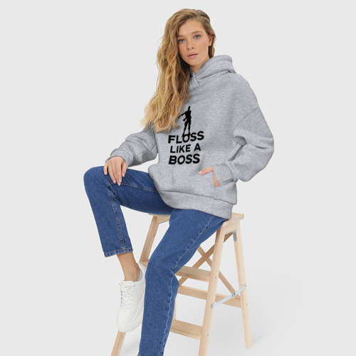 Женское худи Oversize хлопок Floss like a boss , цвет меланж - фото 7