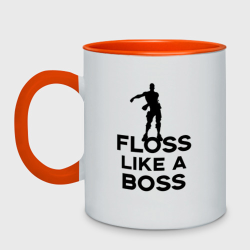 Кружка двухцветная Floss like a boss , цвет белый + оранжевый