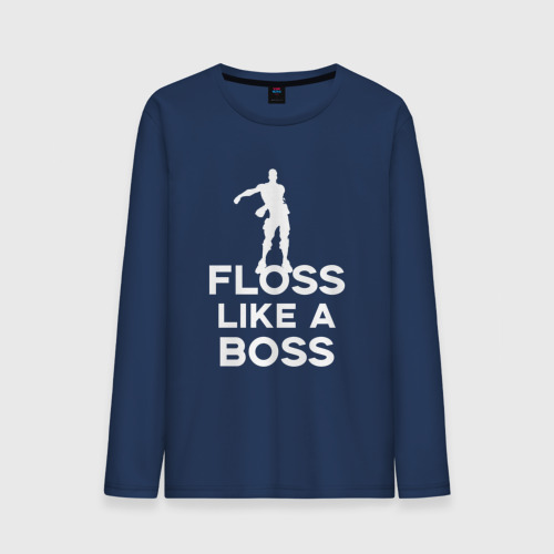 Мужской лонгслив хлопок Floss like a boss , цвет темно-синий