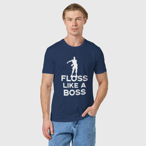 Мужская футболка хлопок Floss like a boss , цвет темно-синий - фото 3