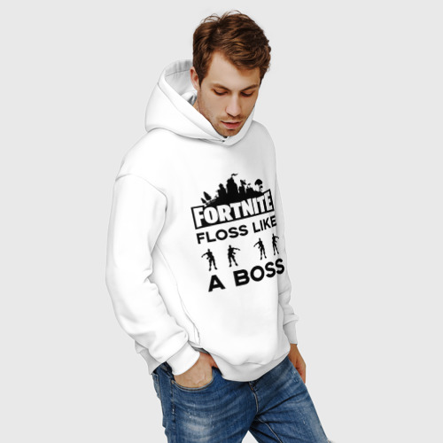 Мужское худи Oversize хлопок Floss like a boss, цвет белый - фото 7