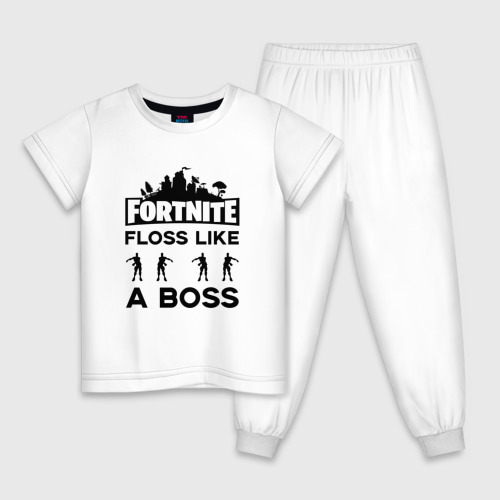 Детская пижама хлопок Floss like a boss, цвет белый