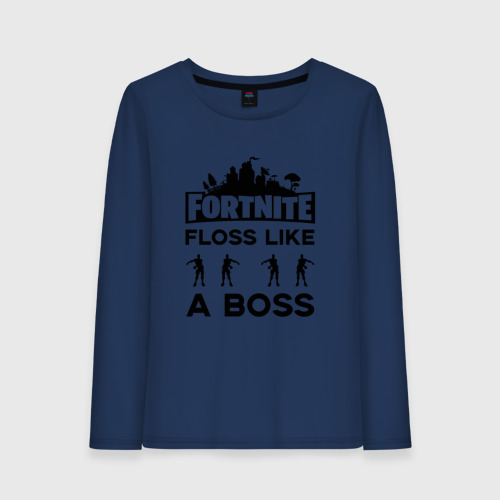 Женский лонгслив хлопок Floss like a boss, цвет темно-синий