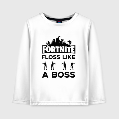 Детский лонгслив хлопок Floss like a boss, цвет белый