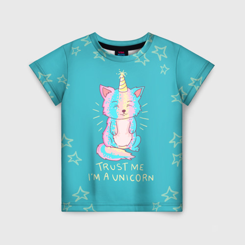 Детская футболка 3D с принтом Единорог, вид спереди #2