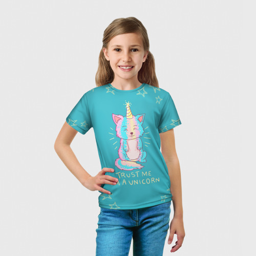 Детская футболка 3D с принтом Единорог, вид сбоку #3