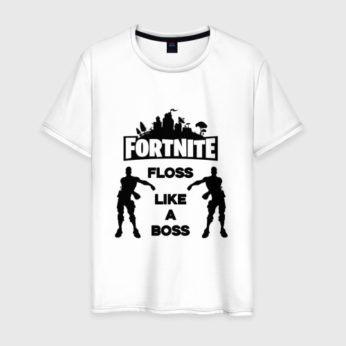 Мужская футболка хлопок Floss like a boss , цвет белый