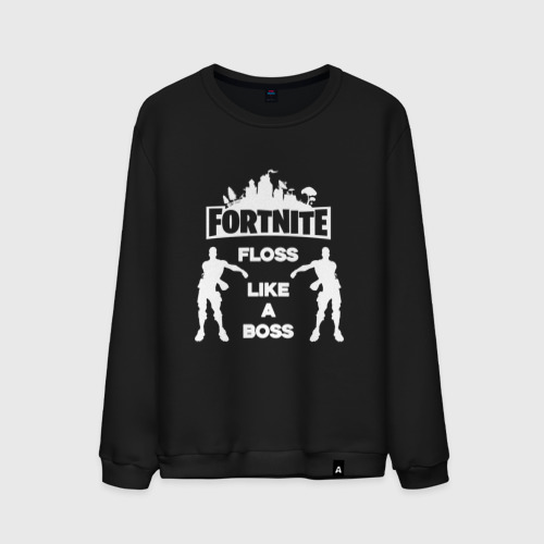 Мужской свитшот хлопок Floss like a boss , цвет черный