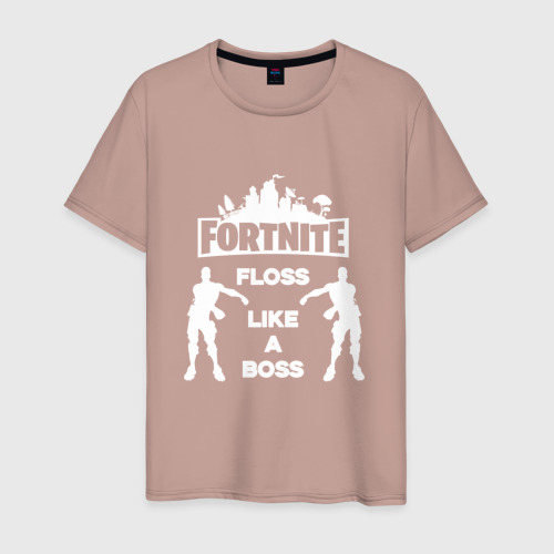 Мужская футболка хлопок Floss like a boss , цвет пыльно-розовый