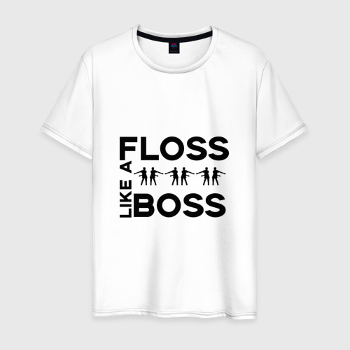 Мужская футболка хлопок Floss like a boss , цвет белый