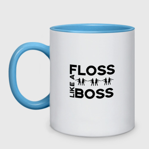 Кружка двухцветная Floss like a boss , цвет белый + небесно-голубой