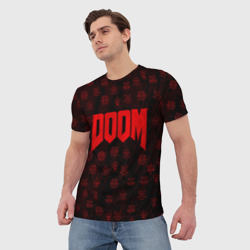 Футболка с принтом Doom Дум для женщины, вид на модели спереди №2. Цвет основы: белый