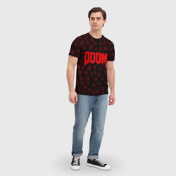 Футболка с принтом Doom Дум для мужчины, вид на модели спереди №3. Цвет основы: белый
