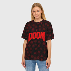 Женская футболка oversize 3D Doom Дум - фото 2