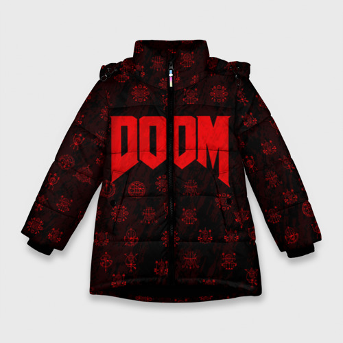 Зимняя куртка для девочек 3D Doom Дум, цвет черный